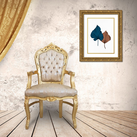 Blue Fan 1 Gold Ornate Wood Framed Art Print with Double Matting by Allen, Kimberly
