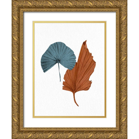 Blue Fan 2 Gold Ornate Wood Framed Art Print with Double Matting by Allen, Kimberly