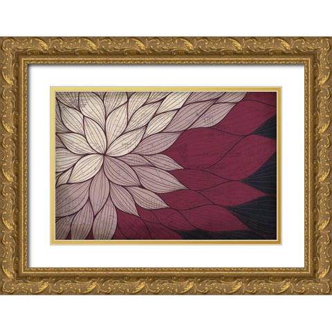 Layers of Petals Gold Ornate Wood Framed Art Print with Double Matting by Allen, Kimberly