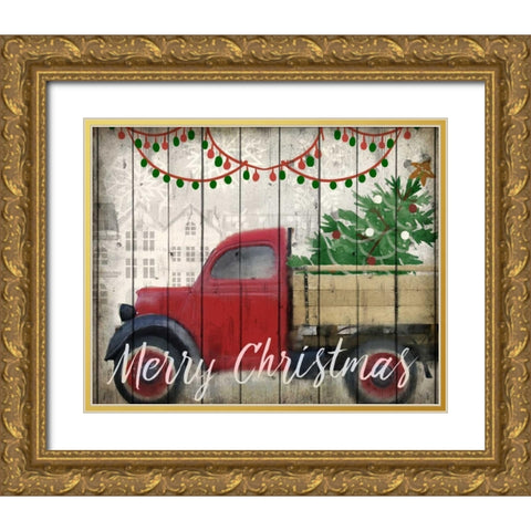 Christmas Delivery Gold Ornate Wood Framed Art Print with Double Matting by Allen, Kimberly