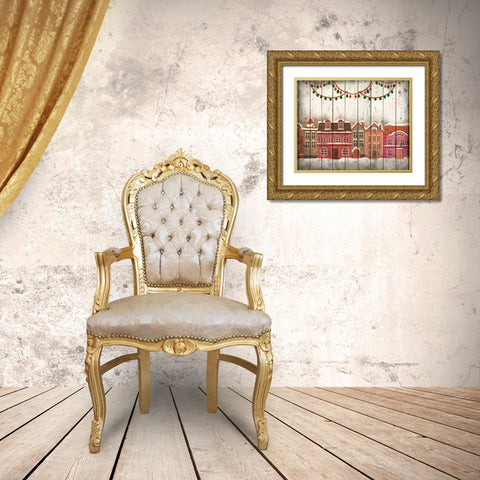 Christmas Village Gold Ornate Wood Framed Art Print with Double Matting by Allen, Kimberly