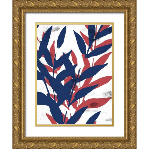 Bright Leaves 1 Gold Ornate Wood Framed Art Print with Double Matting by Allen, Kimberly