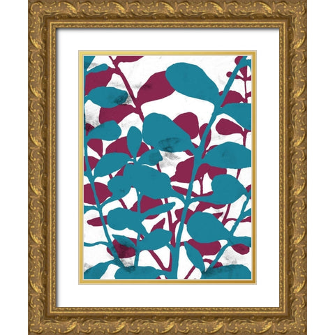 Bright Leaves 2 Gold Ornate Wood Framed Art Print with Double Matting by Allen, Kimberly