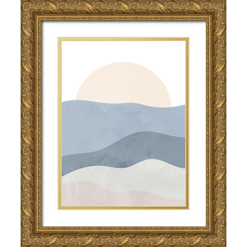 Waves Gold Ornate Wood Framed Art Print with Double Matting by Allen, Kimberly