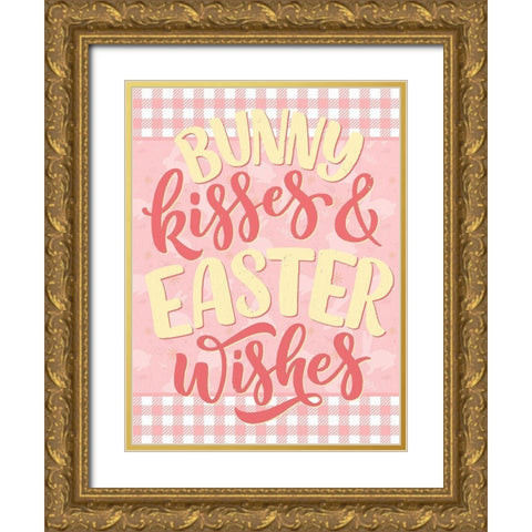 Bunny Kisses Gold Ornate Wood Framed Art Print with Double Matting by Allen, Kimberly