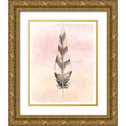 Spring Feather 1 Gold Ornate Wood Framed Art Print with Double Matting by Allen, Kimberly