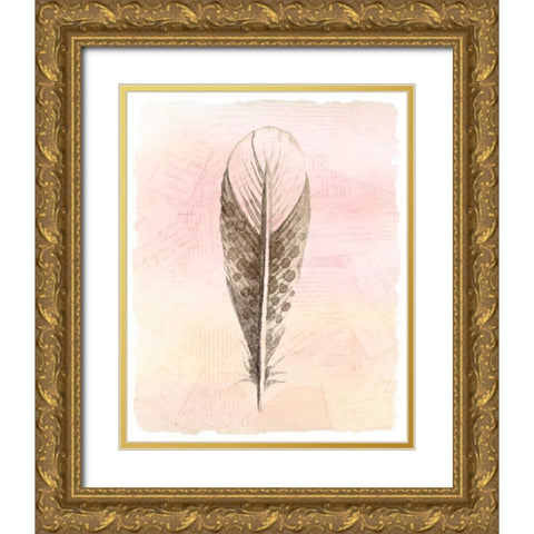 Spring Feather 3 Gold Ornate Wood Framed Art Print with Double Matting by Allen, Kimberly