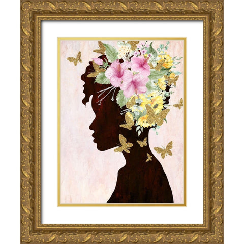 Butterfly Flight 2 Gold Ornate Wood Framed Art Print with Double Matting by Allen, Kimberly