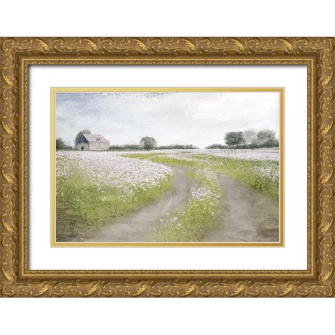 Country Roads Gold Ornate Wood Framed Art Print with Double Matting by Allen, Kimberly
