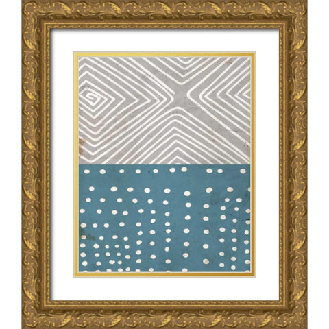 Teal Shapes 2 Gold Ornate Wood Framed Art Print with Double Matting by Allen, Kimberly