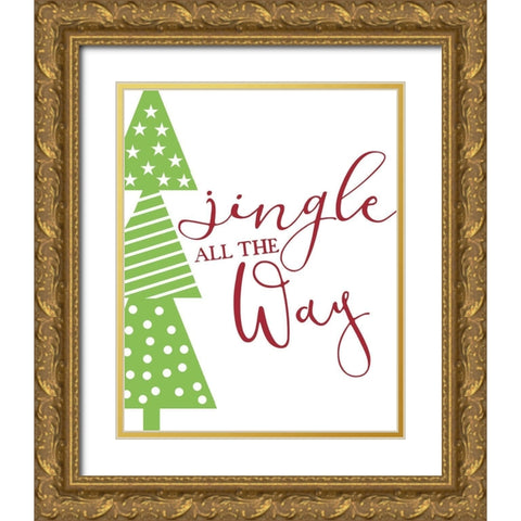 Jingle all the Way v2 Gold Ornate Wood Framed Art Print with Double Matting by Allen, Kimberly