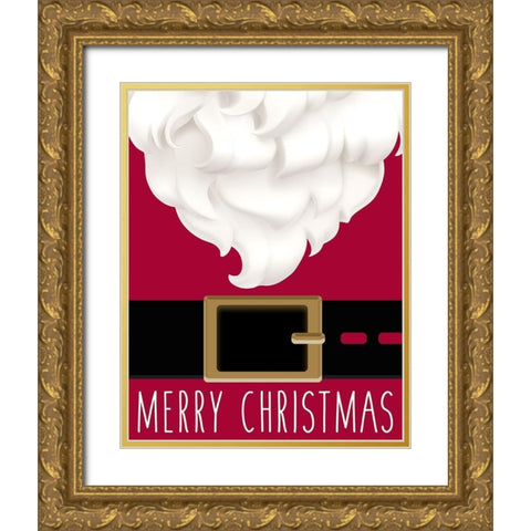 Merry Christmas Santa Gold Ornate Wood Framed Art Print with Double Matting by Allen, Kimberly