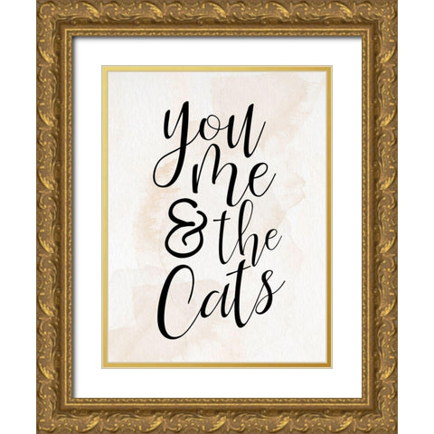 You and Me and the Cats Gold Ornate Wood Framed Art Print with Double Matting by Allen, Kimberly