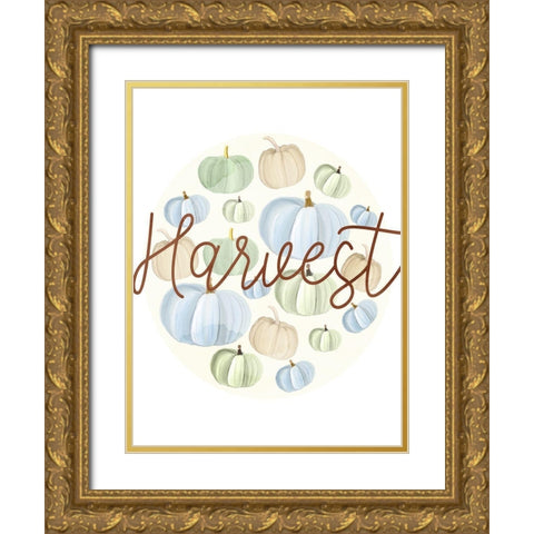 Harvest Pumpkins Gold Ornate Wood Framed Art Print with Double Matting by Allen, Kimberly