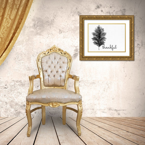Thankful Black and White Gold Ornate Wood Framed Art Print with Double Matting by Allen, Kimberly