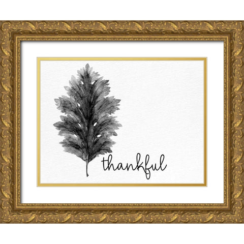 Thankful Black and White Gold Ornate Wood Framed Art Print with Double Matting by Allen, Kimberly