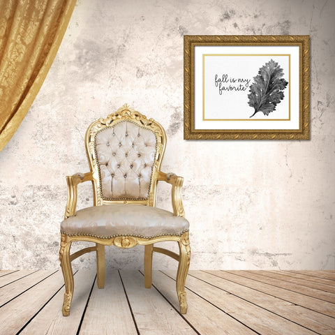 Fall is My Favorite Black and White Gold Ornate Wood Framed Art Print with Double Matting by Allen, Kimberly