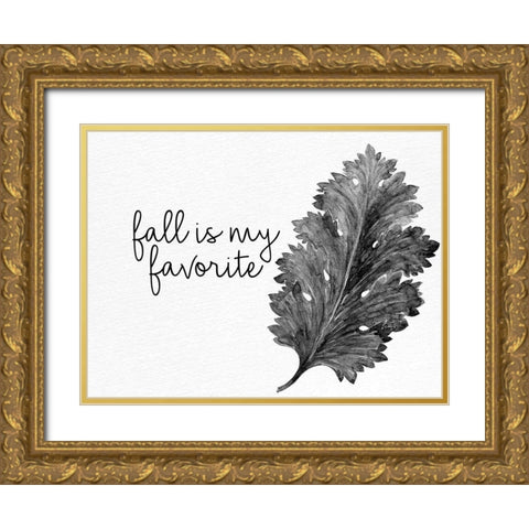 Fall is My Favorite Black and White Gold Ornate Wood Framed Art Print with Double Matting by Allen, Kimberly