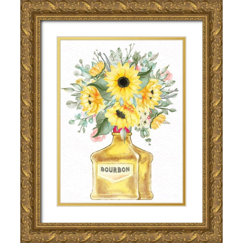 Bourbon Floral Gold Ornate Wood Framed Art Print with Double Matting by Allen, Kimberly