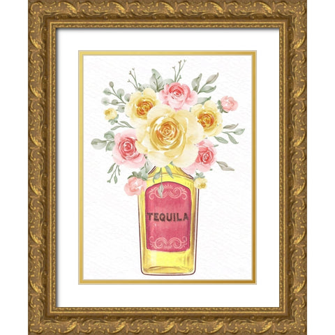 Tequila Floral Gold Ornate Wood Framed Art Print with Double Matting by Allen, Kimberly