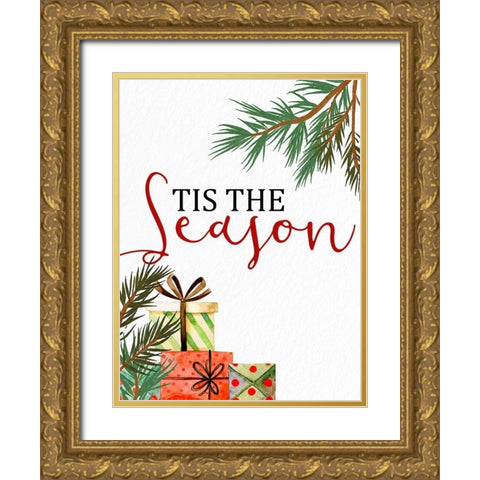 Tis the Season Gold Ornate Wood Framed Art Print with Double Matting by Allen, Kimberly