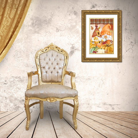 Gnome Fall Gold Ornate Wood Framed Art Print with Double Matting by Allen, Kimberly