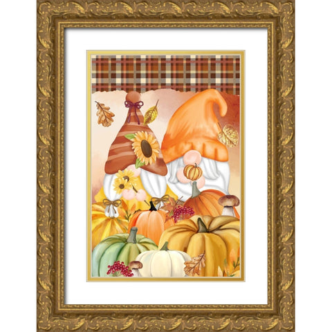 Gnome Fall Gold Ornate Wood Framed Art Print with Double Matting by Allen, Kimberly