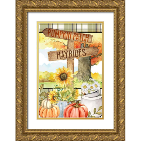 Pumpkin Patch Gold Ornate Wood Framed Art Print with Double Matting by Allen, Kimberly