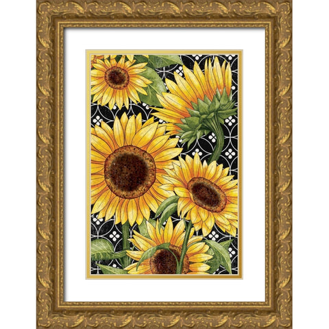Sunflower Field Gold Ornate Wood Framed Art Print with Double Matting by Allen, Kimberly