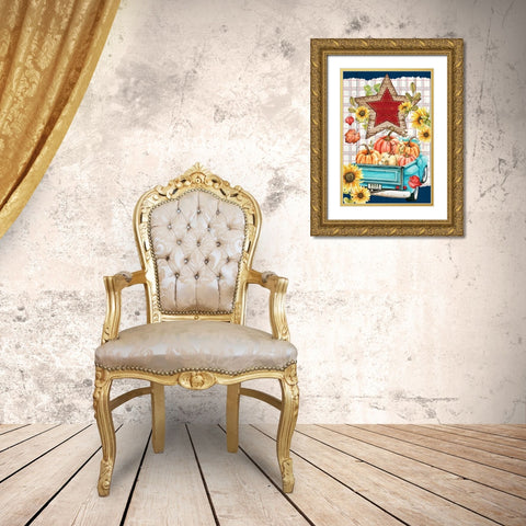 Americana Autumn Gold Ornate Wood Framed Art Print with Double Matting by Allen, Kimberly