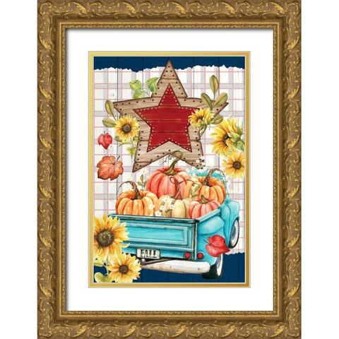 Americana Autumn Gold Ornate Wood Framed Art Print with Double Matting by Allen, Kimberly