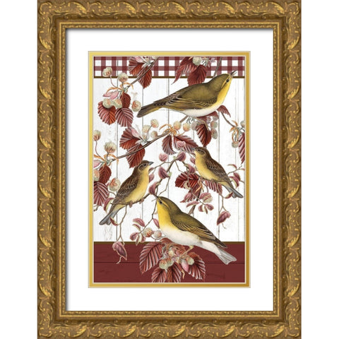 Fall Birds Gold Ornate Wood Framed Art Print with Double Matting by Allen, Kimberly