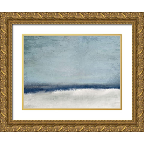 Dusky Blue Gold Ornate Wood Framed Art Print with Double Matting by Allen, Kimberly