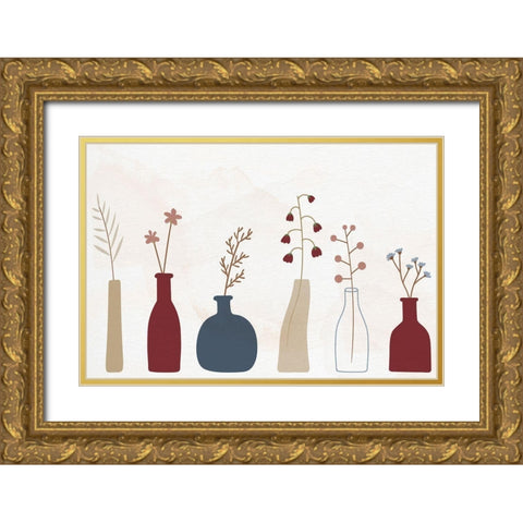 Row of Vases Gold Ornate Wood Framed Art Print with Double Matting by Allen, Kimberly