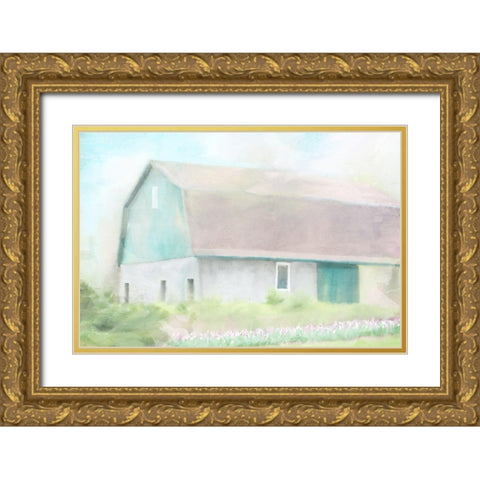 Springtime Barn Gold Ornate Wood Framed Art Print with Double Matting by Allen, Kimberly