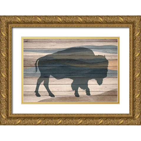 Bison Gold Ornate Wood Framed Art Print with Double Matting by Allen, Kimberly