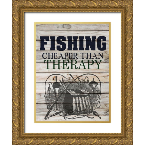 Fishing Gold Ornate Wood Framed Art Print with Double Matting by Allen, Kimberly