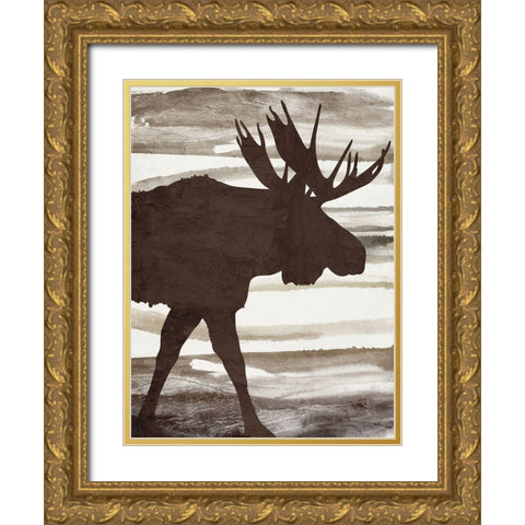 Moose 1 Gold Ornate Wood Framed Art Print with Double Matting by Allen, Kimberly