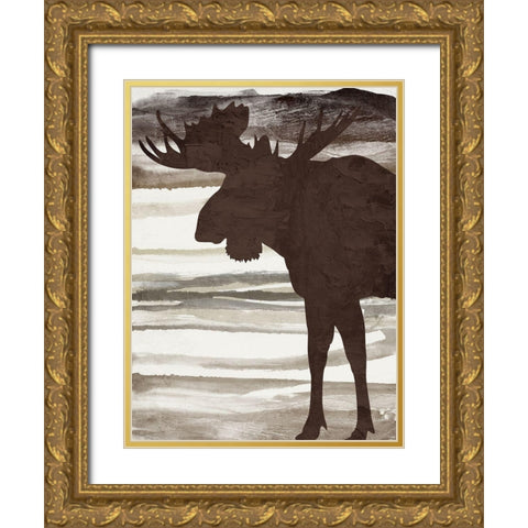 Moose 2 Gold Ornate Wood Framed Art Print with Double Matting by Allen, Kimberly