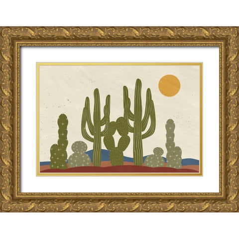 Cactus Walk Gold Ornate Wood Framed Art Print with Double Matting by Allen, Kimberly