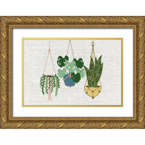 Burlap Hanging Plants Gold Ornate Wood Framed Art Print with Double Matting by Allen, Kimberly