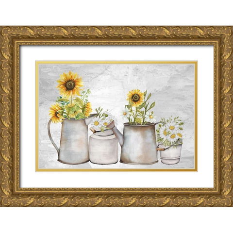 Hope Sunflower Daisies Gold Ornate Wood Framed Art Print with Double Matting by Allen, Kimberly