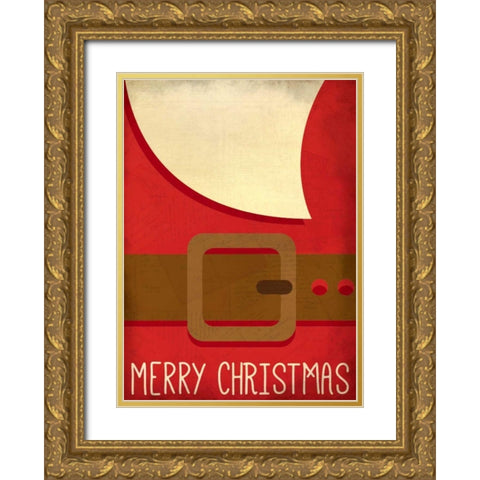 Merry Christmas Gold Ornate Wood Framed Art Print with Double Matting by Allen, Kimberly