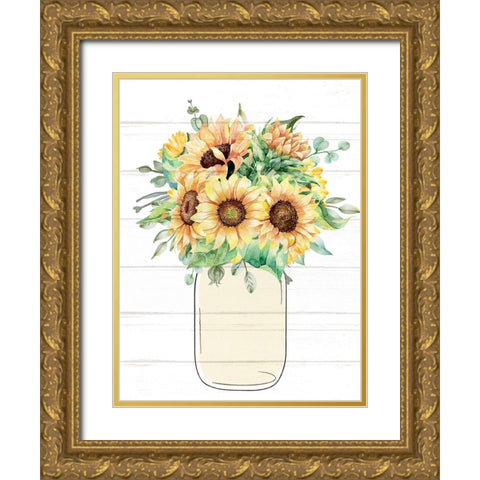 Mason Jar Floral 13 Gold Ornate Wood Framed Art Print with Double Matting by Allen, Kimberly