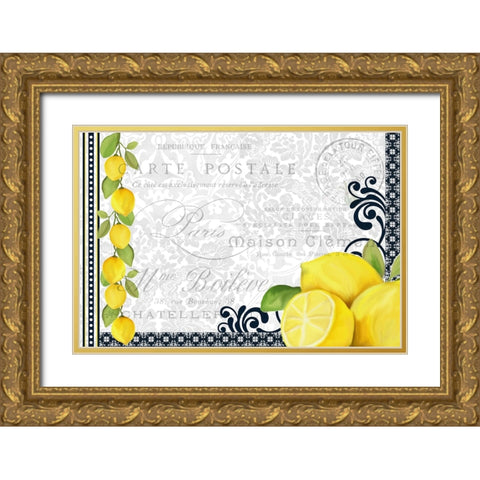 Lemons Gold Ornate Wood Framed Art Print with Double Matting by Allen, Kimberly