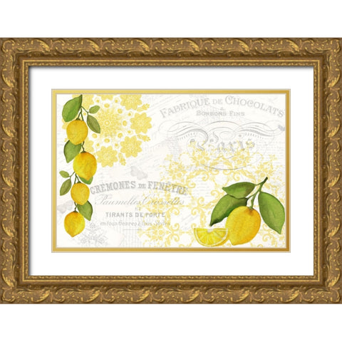 Mandala Lemon Gold Ornate Wood Framed Art Print with Double Matting by Allen, Kimberly
