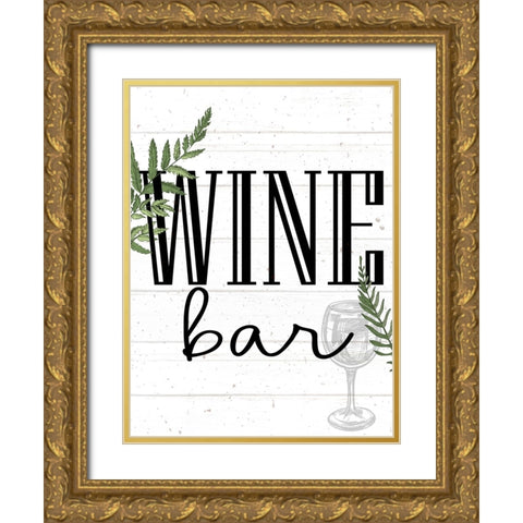 Wine Glass Ferns 5 Gold Ornate Wood Framed Art Print with Double Matting by Allen, Kimberly