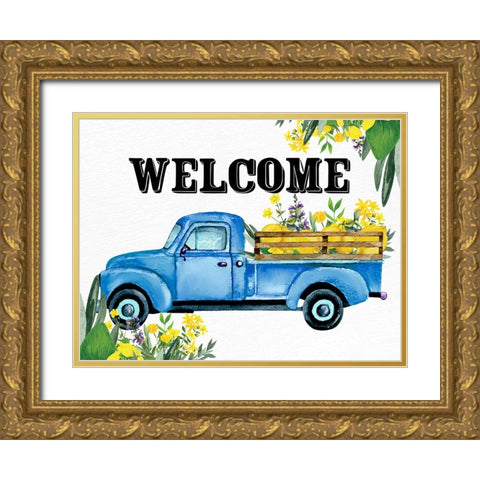 Welcome Lemon Truck Gold Ornate Wood Framed Art Print with Double Matting by Allen, Kimberly