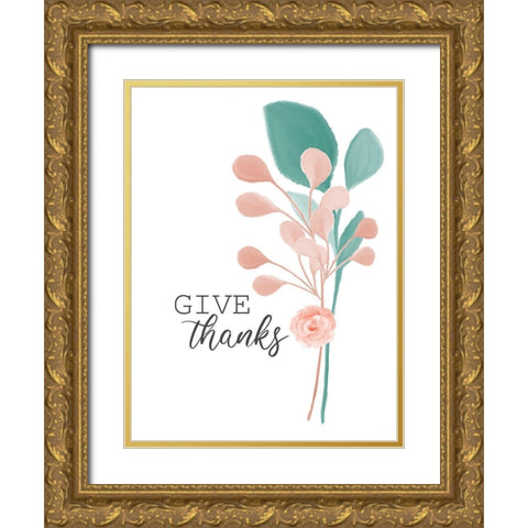 Give Thanks Gold Ornate Wood Framed Art Print with Double Matting by Allen, Kimberly