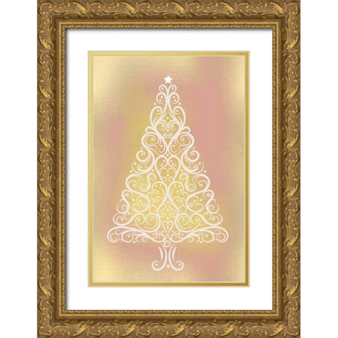 Frosted Christmas Gold Gold Ornate Wood Framed Art Print with Double Matting by Allen, Kimberly